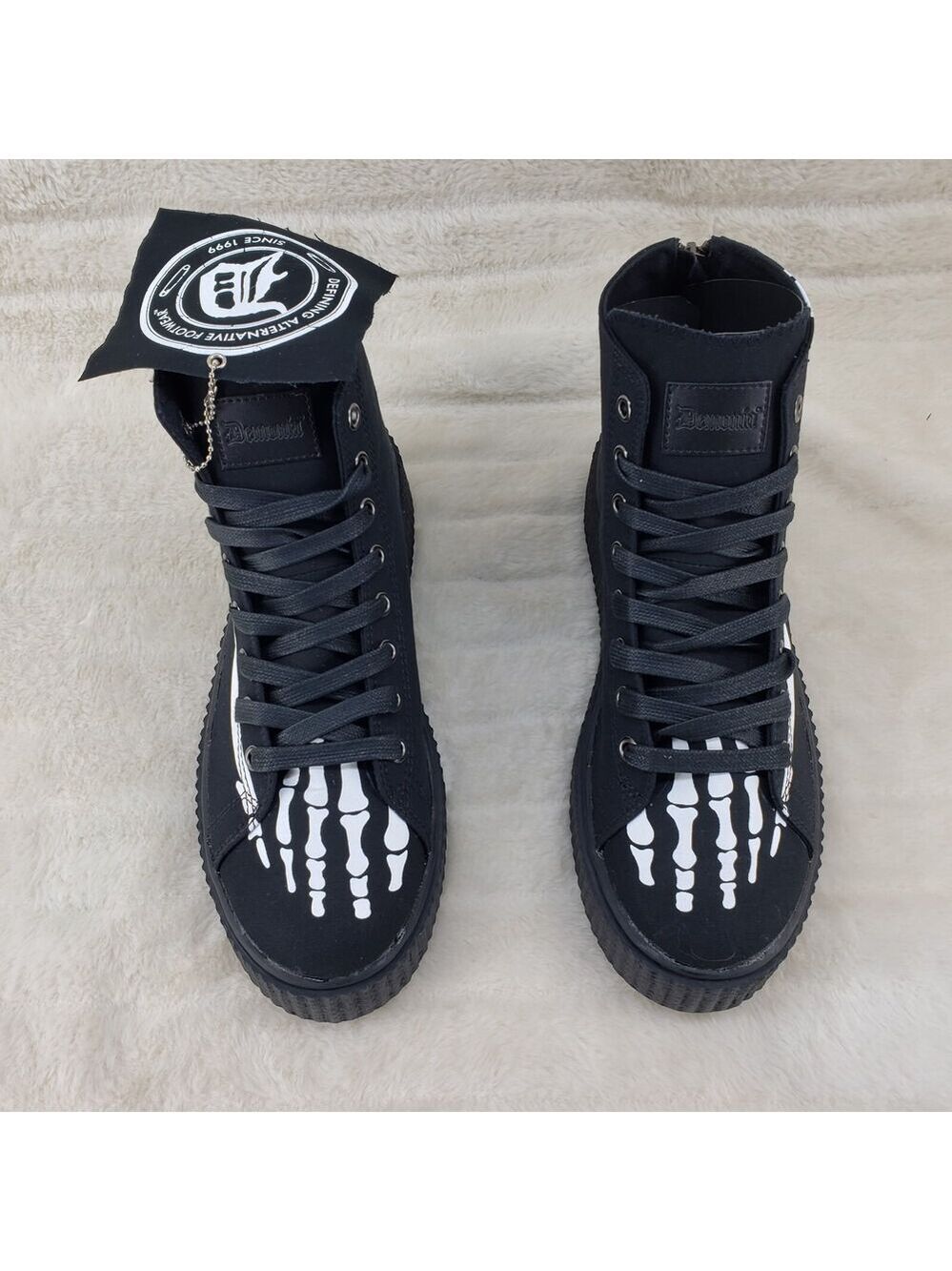 NIB DEMONIA Sneeker X RAY Skeleton Foot Hi-Top Creeper Sneaker Goth Punk Men's